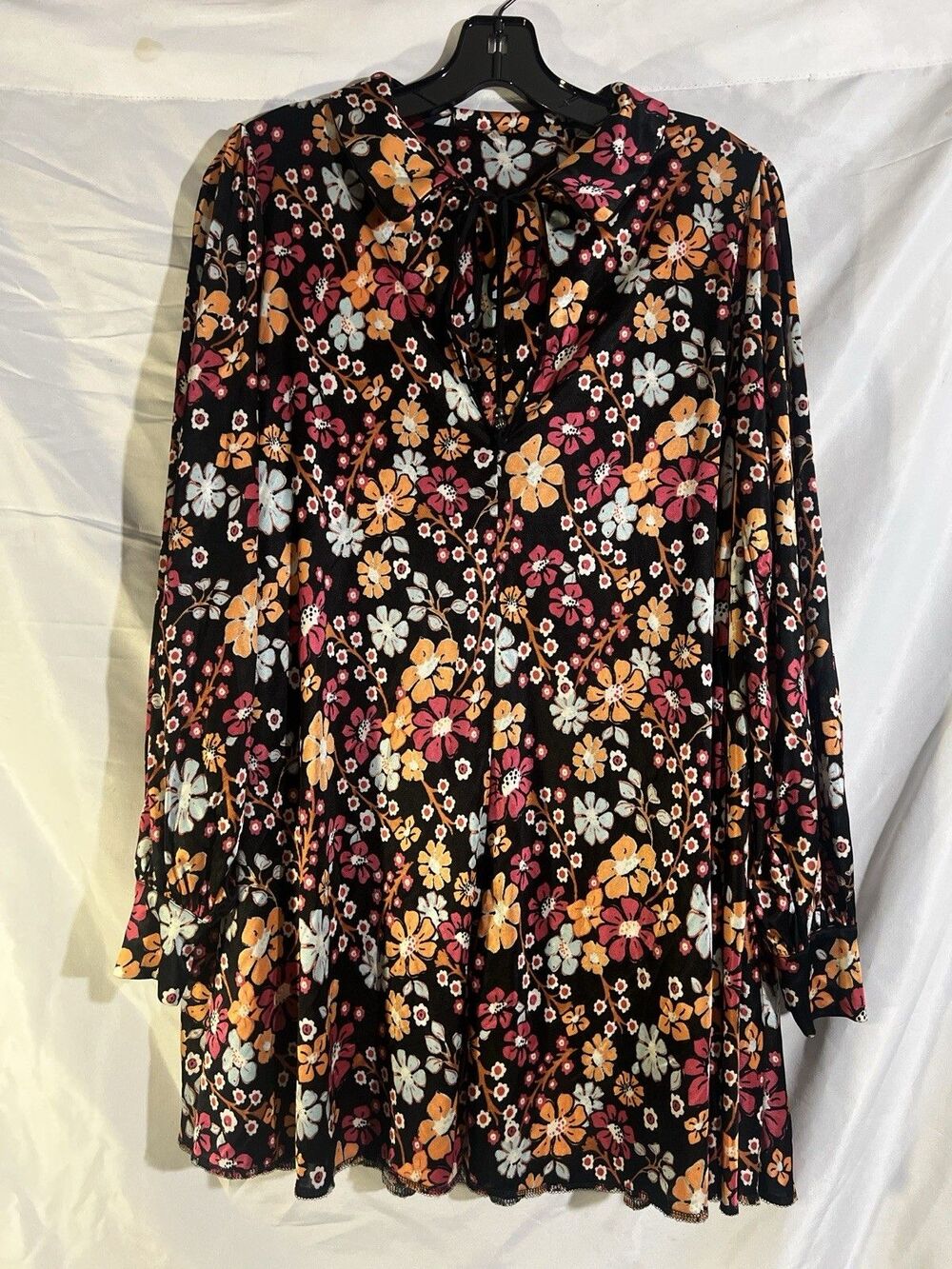 Free People Daisy Jane Tunic Mini Dress  Shift Floral Boho Festival Retro XS